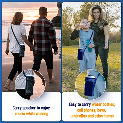 Water Bottle Holder with Strap, Premium Water Bottle Carrier with Strap Easy Clean, Light Water Bottle Carrier Bag, Water Bottle Holder with Pocket for Hiking, Walking, Travel - color: pink & black&blue