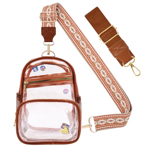 Clear Bag Stadium Approved Events Concerts Sports Outdoors Water Bottle Holder,Clear Purse for Women Men Handbags - color: 2# Brown-c
