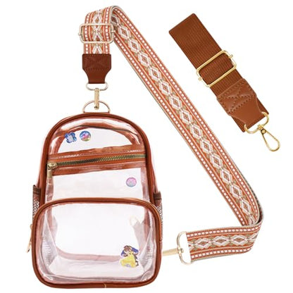 Clear Bag Stadium Approved Events Concerts Sports Outdoors Water Bottle Holder,Clear Purse for Women Men Handbags - color: 2# Brown-c