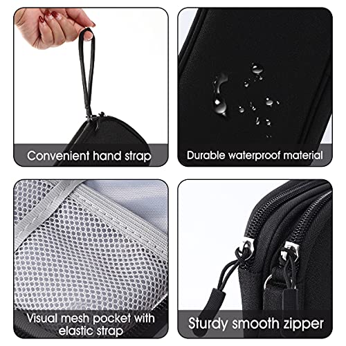 Travel Electronic Organizer Pouch Bag, 3 Compartments Portable Electronic Phone Accessories Storage Multifunctional Case for Cable, Cord, Charger, Hard Drive, Earphone(Black)