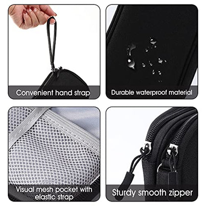 Travel Electronic Organizer Pouch Bag, 3 Compartments Portable Electronic Phone Accessories Storage Multifunctional Case for Cable, Cord, Charger, Hard Drive, Earphone(Black)