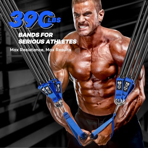 Heavy Resistance Bands for Working Out, NITEEN Resistance Bands with Handles Weight Exercise Bands for Men Women, Workout Bands with Door Anchor and Ankle Straps Strength Training Equipment - size: 390lbs