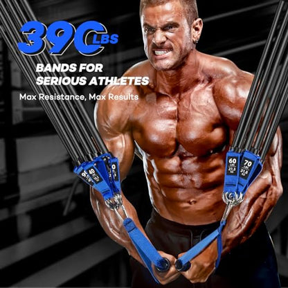 Heavy Resistance Bands for Working Out, NITEEN Resistance Bands with Handles Weight Exercise Bands for Men Women, Workout Bands with Door Anchor and Ankle Straps Strength Training Equipment - size: 390lbs