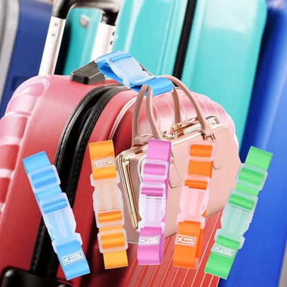 5pcs Luggage Belt, Colorful Carrying Clip Buckle, Travel Portable Luggage Straps, Adjustable Luggage Travel Belt Accessories, Practical Suitcase Straps