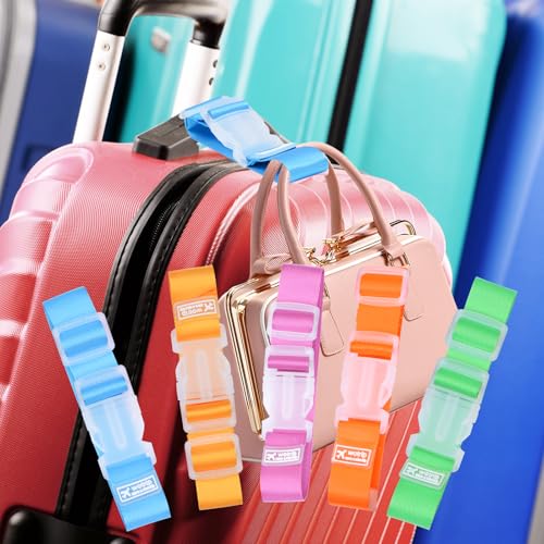 5pcs Luggage Belt, Colorful Carrying Clip Buckle, Travel Portable Luggage Straps, Adjustable Luggage Travel Belt Accessories, Practical Suitcase Straps