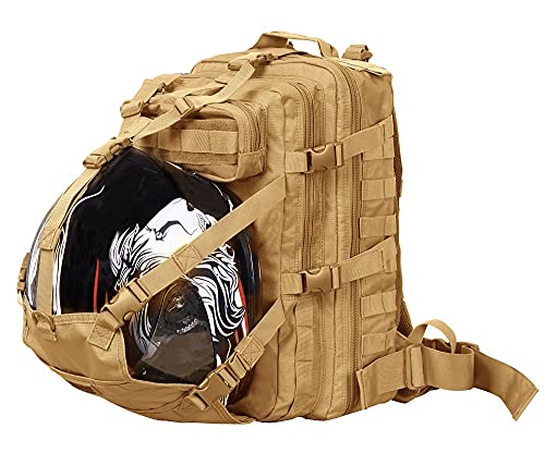 Seibertron Waterproof Large Capacity Molle Motorcycle Helmet Holder/Cycling Helmet Storage/Hiking Helmetcatch Bag/Backpack Also Fit Basketball Football Soccer Backpack Khaki - color: Khaki