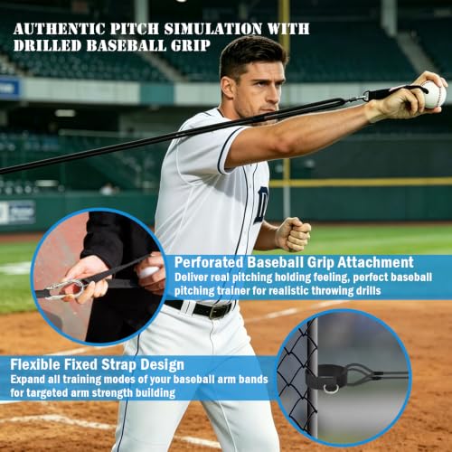 Resistance Bands for Baseball Pitchers, Professional Pitching Bands Baseball & Softball Throwing Trainer, Resistance Bands for Arms, Baseball Training Bands for Youth and Adult Pitching Workout
