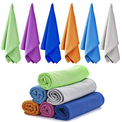 Cooling Towels 6Pack,Ice Towel for Neck and Face,Soft Breathable Chilly Microfiber Towel for Hot Weather,Camping,Workout,Sports,Yoga,Golf,Gym,Fitness