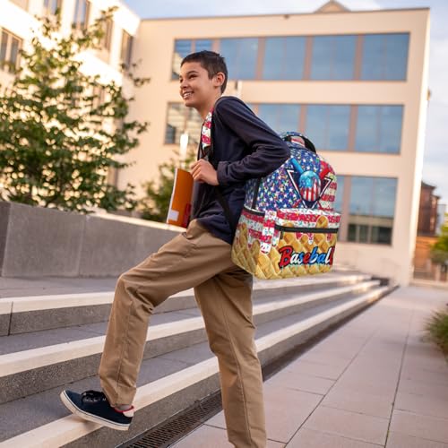 Baseball Ice Cream Drip School Backpack for Kids Boys American Flag Sports Ball Backpack for Kids Children Teens Elementary Middle School Baseball Theme Bookbag Travel Back Pack - color: Ice Cream Baseball