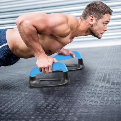 Kipika Push Up Bars, Pushup Stands With Thickened Soft Plastic Handle, Stable and Non-Slip Base, Pushup Handles Perfect for Floor Strength Training - color: D: Black & Blue