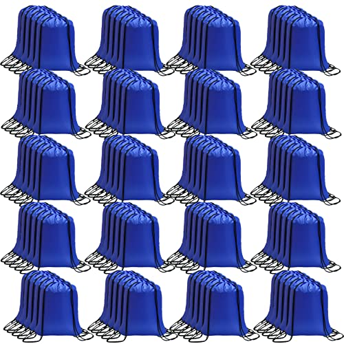 CAIHONG 100 Pcs Drawstring Backpack Bulk Drawstring Bags Cinch Sack for Gym, Yoga, Shopping, Sports, Hiking or Gifts for Women and Men, Royalblue - color: Royalblue