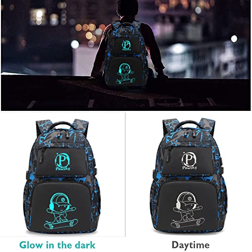 School Backpack for Boys, Elementary School Bag College Bookbag Lightweight Laptop Bag with Sling Bag Set, Kids Skateboard Backpack Casual Daypack, Blue - style: Skateboard-blue3