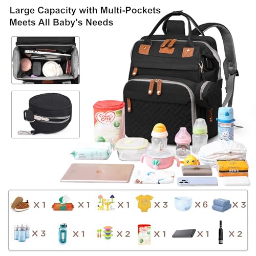 Baby Diaper Bags with Changing Station Multifunctional Waterproof Diaper Bag Backpack Travel Baby Bag with Changing Pad, Pacifier Case,Baby Essentials(Black) - color: Up-black