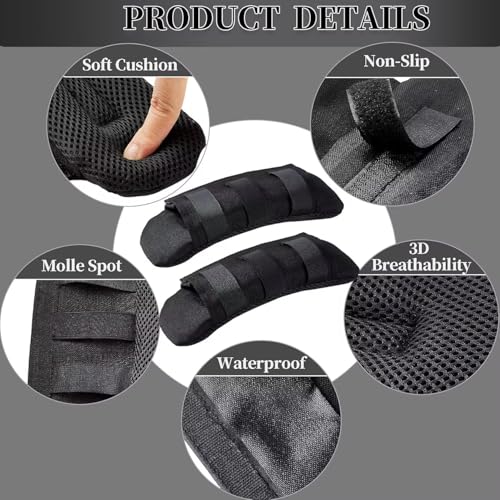 Tactical Shoulder Strap Pads, 2 Pack, Black Nylon, 3" Width, for Backpack and Vest Straps