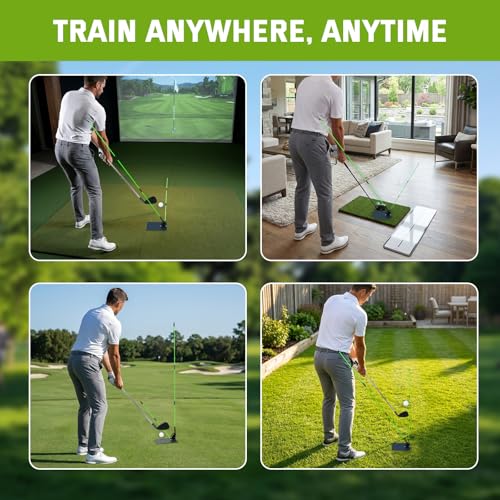 WodGod Golf Swing Correction Training Kit – Grip Alignment Trainer, Telescopic Swing Direction Indicator, Wrist & Arm Strap, Foldable Metal Angle Corrector & Dual Folding Alignment Sticks