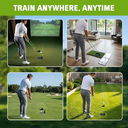 WodGod Golf Swing Correction Training Kit – Grip Alignment Trainer, Telescopic Swing Direction Indicator, Wrist & Arm Strap, Foldable Metal Angle Corrector & Dual Folding Alignment Sticks