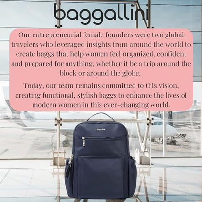 Baggallini Tribeca Expandable Laptop Backpack - 15"x11" Lightweight RFID Computer Bag for Work & Travel with Luggage Sleeve - color: French Navy Twill