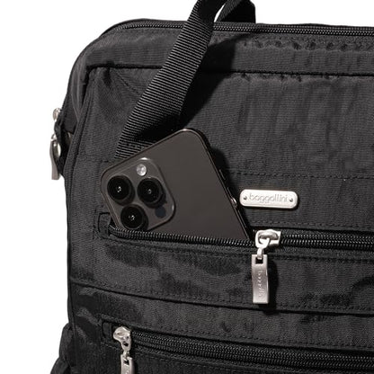 Baggallini City Scape Backpack - 15"x11" Lightweight Work Travel Bag w/Luggage Sleeve & RFID - color: Black
