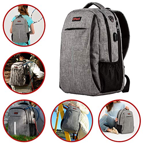 OPACK Travel Laptop Backpack, Business Anti Theft Slim RFID Blocking pocket Durable 15.6 Inch Laptops Backpack, USB Charging Port, Water Resistant College Laptop Bag