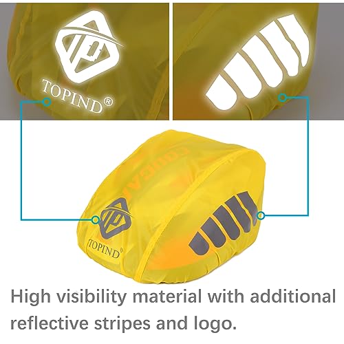 TOPIND Bike Helmet Cover High Visibility Waterproof Cycling Helmet Rain Cover with Reflective Strip Dustproof Breathable Mountain Road Bicycle Helmet Snow Cover Ride Gear - color: Yellow, size: Large