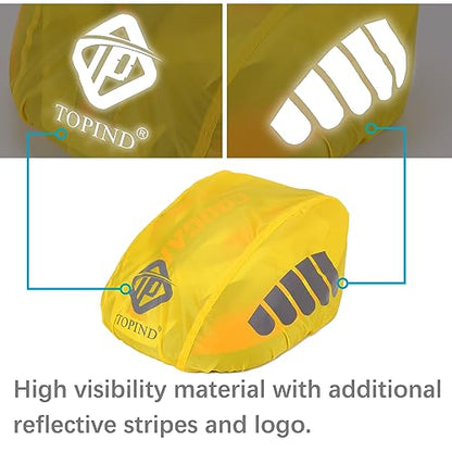 TOPIND Bike Helmet Cover High Visibility Waterproof Cycling Helmet Rain Cover with Reflective Strip Dustproof Breathable Mountain Road Bicycle Helmet Snow Cover Ride Gear - color: Yellow, size: Large