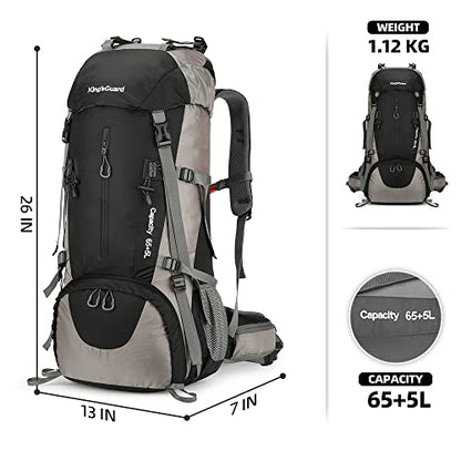70L Camping Hiking Backpack with Rain Cover Waterproof Backpacking Backpack for Hiking Treeking Climbing Outdoor - color: Black