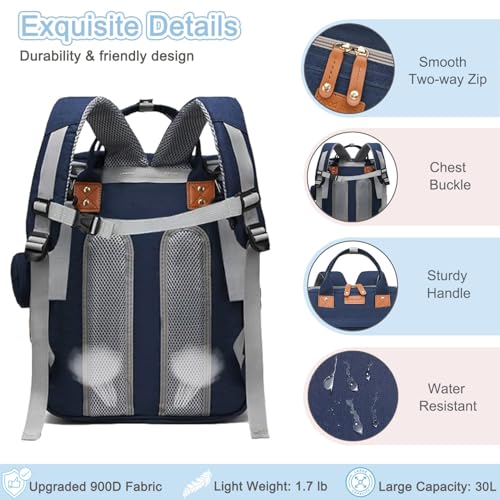SHITIESHOU Diaper Bag Backpack Baby Bag for Mom Dad with Changing Pad, 19 Pockets, Large Waterproof Travel Baby Girl Boy Toddle Diaper Bag with Insulated Pocket, Baby Shower Gifts, Blue - color: Blue