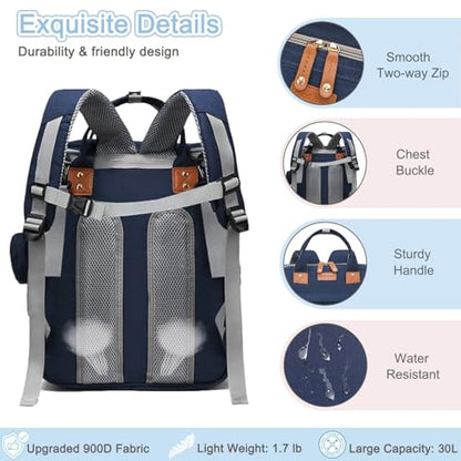 SHITIESHOU Diaper Bag Backpack Baby Bag for Mom Dad with Changing Pad, 19 Pockets, Large Waterproof Travel Baby Girl Boy Toddle Diaper Bag with Insulated Pocket, Baby Shower Gifts, Blue - color: Blue