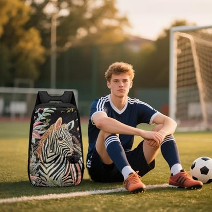 Basketball Backpack With Separate Ball Compartment And Shoes Fit Basketball Volleyball Football - color: Zebra
