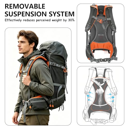 35L Hiking Backpack for Women men,Waterproof Camping Outdoor Backpacking Backpack for Travel lightweight Hiking Trekking Daypack - color: Gray