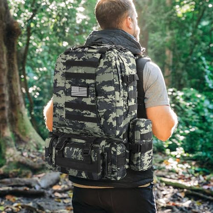 CVLIFE Tactical Backpack Military Army Rucksack for Men Women 60L Large Survival 3 Day Bug Out Pack Detachable Molle Bag (Shadowstand) - color: Shadowstand