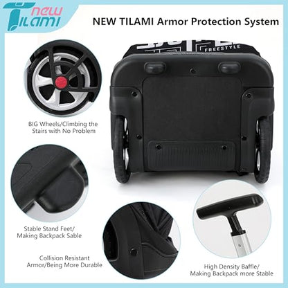 NEW TILAMI 19 Inch Rolling Backpack with Lunch Bag for Girls Boys Wheeled Laptop Backpack Durable Carry-on Bag School Travel, Skate Board - color: Black Skate Board