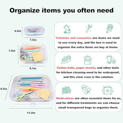 honitty Clear Hard Shell Zipper Case,3PCS Transparent Clear Laser Zipper Pouches,Hard Side Plastic Case Set,Portable Travel Storage Organizer Bins - color: 4pcs-MSSS