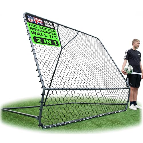 QuickPlay Pro Soccer Rebounder Net (2 Sizes) - Ball Rebounder Soccer Net, Heavy Duty, Adjustable Angle, with Galvanized Steel Frame & Rubber Feet, Soccer Training Equipment for Grass, Turf & Indoors - style: 7 x 7'