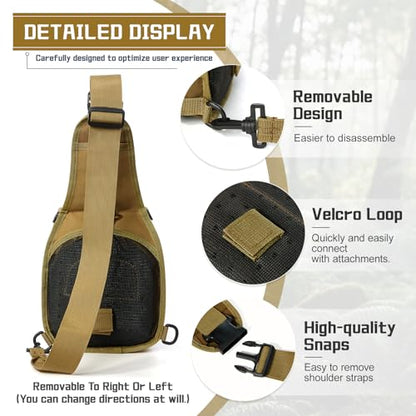 Tactical Chest Pack Backpack, Carry Shoulder Sling Bag for Men, Waterproof Military Cross-body Molle Backpack for Outdoor, Range, Travel, Hiking, Khaki - color: Khaki