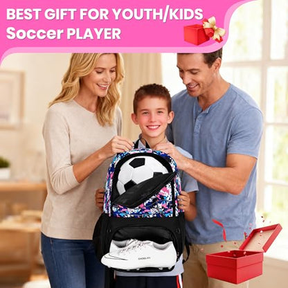Hsmihair Soccer Bag-Soccer Backpack&Backpack for & Football Volleyball & Basketball,with Ball Compartment and Separate Cleat - color: PinkCamo