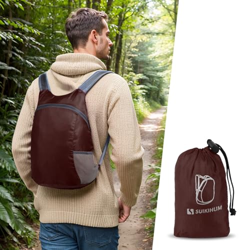 20L Hiking-Daypack Lightweight Foldable Travel Packable Backpack for Camping Cycling Outdoor,Dark Red - color: Dark Red