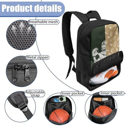 Basketball Backpack With Separate Ball Compartment And Shoes Fit Basketball Volleyball Football - color: Rugby Player
