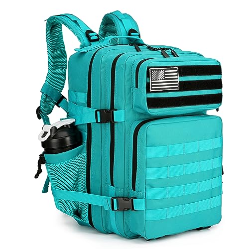 Lovelinks21 45L Tactical Assault Backpack 3 day assault pack with Molle Waterproof backpack Rucksack for Tactical Backpacks (Lake Blue) - color: Lake Blue
