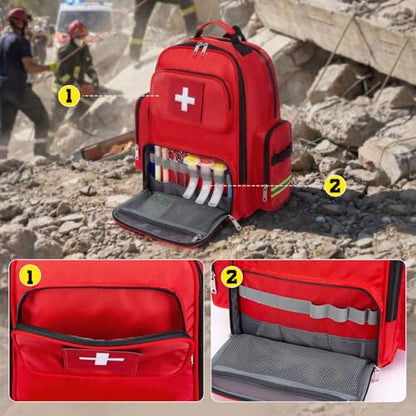 Gatycallaty First Aid Backpack Medical Emt First Responder Bag Empty Ems Emergency Home Health Hiking Trauma Travel Camping (Red, Large - pack of 2) - color: Red, size: Large - pack of 2