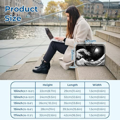 Laptop Sleeve with Handle 17 Inch, Waterproof Laptop Case Bag, Black Wave Pattern Design Computer Sleeve Compatible with MacBook Air, Pro, HP, Dell, Lenovo, ASUS - color: Black Wave, size: 17inch(16-17.3")