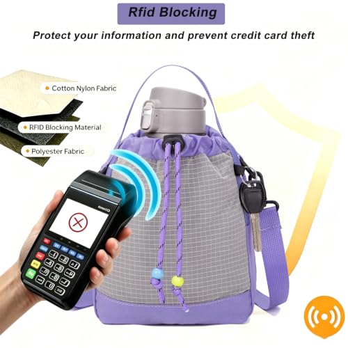 Water Bottle Carrier Bag with Strap, Water Bottle Holder Crossbody Backpack Handbags for Women Men for Hiking,Cycling - color: Purple