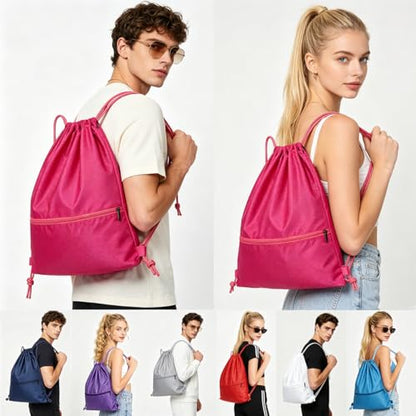 Drawstring Backpack Bag Sport Gym Sackpack-Large(Rose) - color: Rose