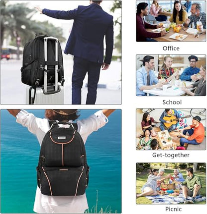 VECKUSON Lunch Bag Backpack, Insulated Cooler Lunch Box Backpack, Extra Large Travel 17.3 inch Laptop Backpack TSA Friendly RFID Computer Backpack for Women Men,Orange - color: Orange-rfid-1