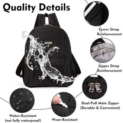AOTIAN Lightweight Small Hiking Backpack for Women - Durable Water-Resistant Daypack for Travel, Camping & Outdoor Adventures - color: Black-small