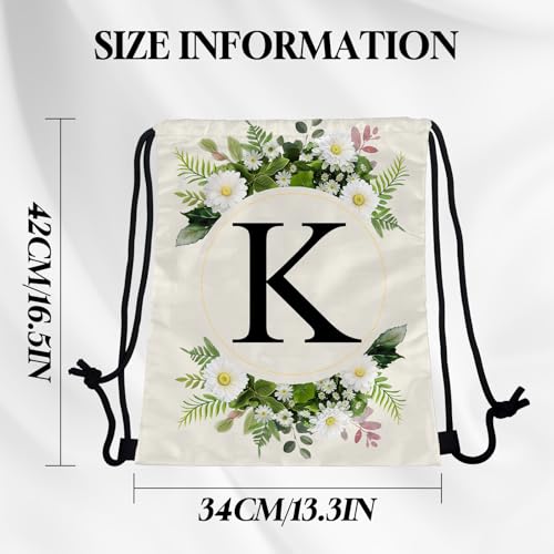 Initial Letter Drawstring Backpack String Sports Gym Bags Waterproof Sackpack Cute for Men Women Beach (13"×17") (Letter-K) - color: Letter-k