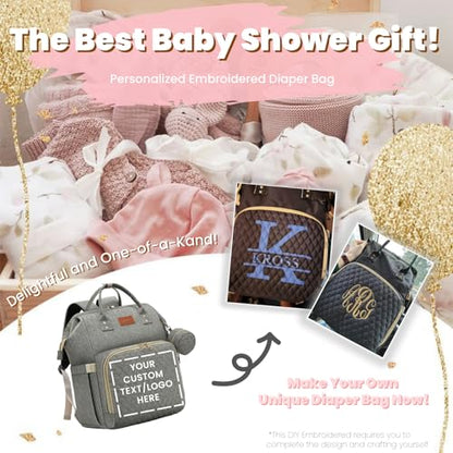 ROSEGIN Baby Diaper Bag Backpack with Changing Pad, Pacifier Case, for Boy Girl Toddler - Large, Stylish, Waterproof Travel Quilted Diaper Bag for Mom - Baby Shower Gifts - Grey - color: Dark Grey