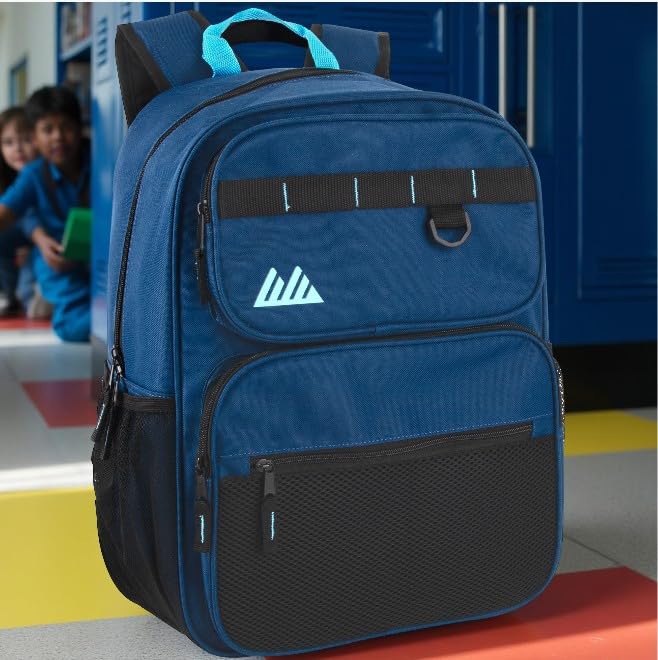 Summit Ridge Travel Backpack for Men and Women, Spacious Work Daypack with Water Bottle Pockets (Navy) - color: Navy