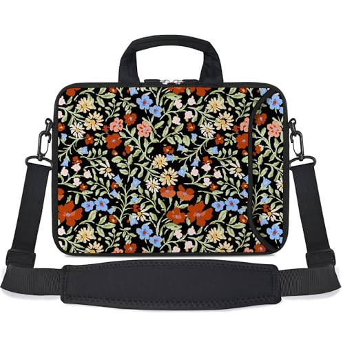 RICHEN 17 inch Laptop Shoulder Bag Carrying Case with Handle Fits 15.6/16/17/17.3/17.4 inch Laptop Notebook (Flowers2, 16-17.3 inch) - color: Flowers2