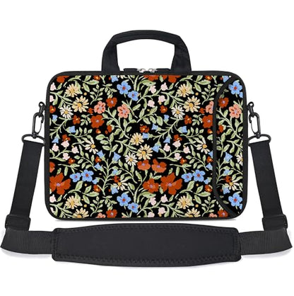 RICHEN 10 inch Messenger Bag Carrying Case with Handle Accessory Pocket Fits 7 to 10-Inch Laptops/Notebook/Kids Tablet (7-10.2 inch, Flowers2) - color: Flowers2, size: 7-10.2 inch